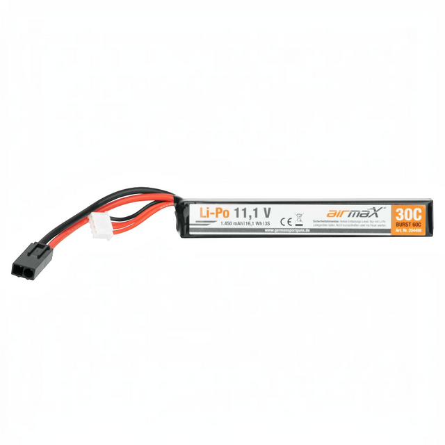 id-paintball GSG Li-Po Akku 11,1V 1450mAh für Airsoft Waffen mit schwarzem Gehäuse und Anschlusskabel