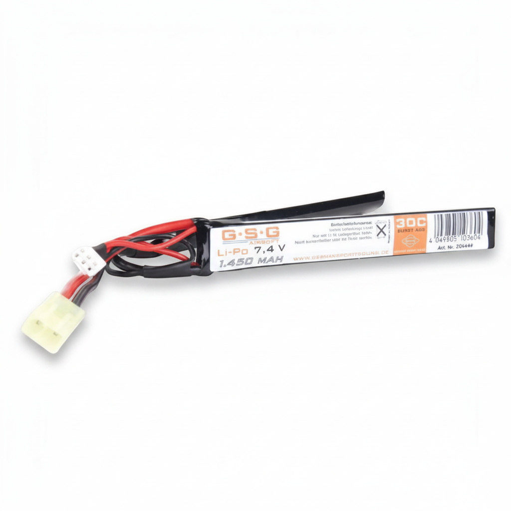 id-paintball GSG Li-Po Akku 7,4V 1450mAh Split Type für Airsoft AEG Waffen mit Kabeln und Anschlüssen