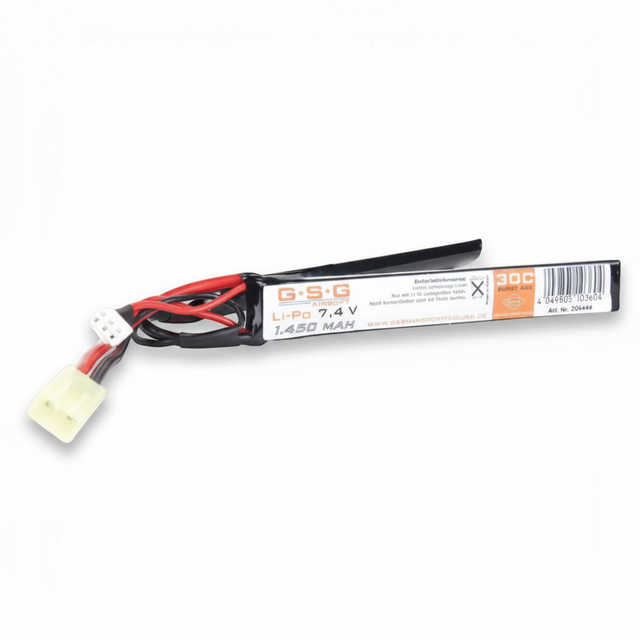 id-paintball GSG Li-Po Akku 7,4V 1450mAh Split Type für Airsoft AEG Waffen mit Kabeln und Anschlüssen