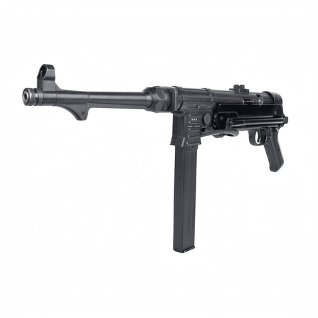 id-paintball GSG MP40 Schreckschusswaffe in Schwarz aus Vollmetall mit klappbarer Schulterstütze