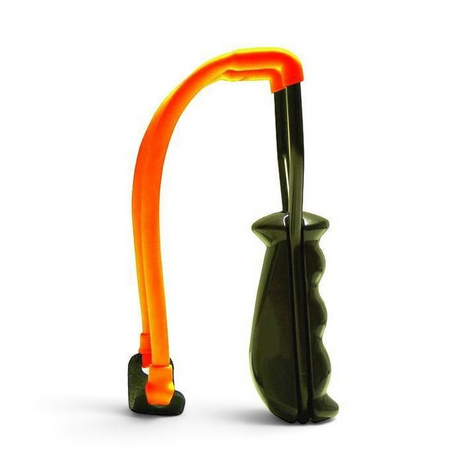 id-paintball GSG Steinschleuder in Schwarz und Orange mit ergonomischem Griff und elastischem Zugband