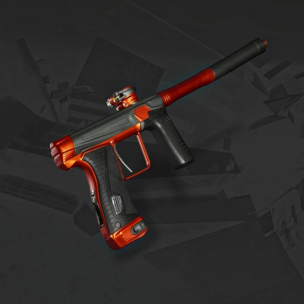 id-paintball Planet Eclipse GTEK 180R Paintball Markierer in Grau und Orange mit Shaft S63 Lauf