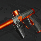 id-paintball Planet Eclipse GTEK 180R Predator Paintball-Markierer in Orange und Grau mit detailliertem Gehäuse