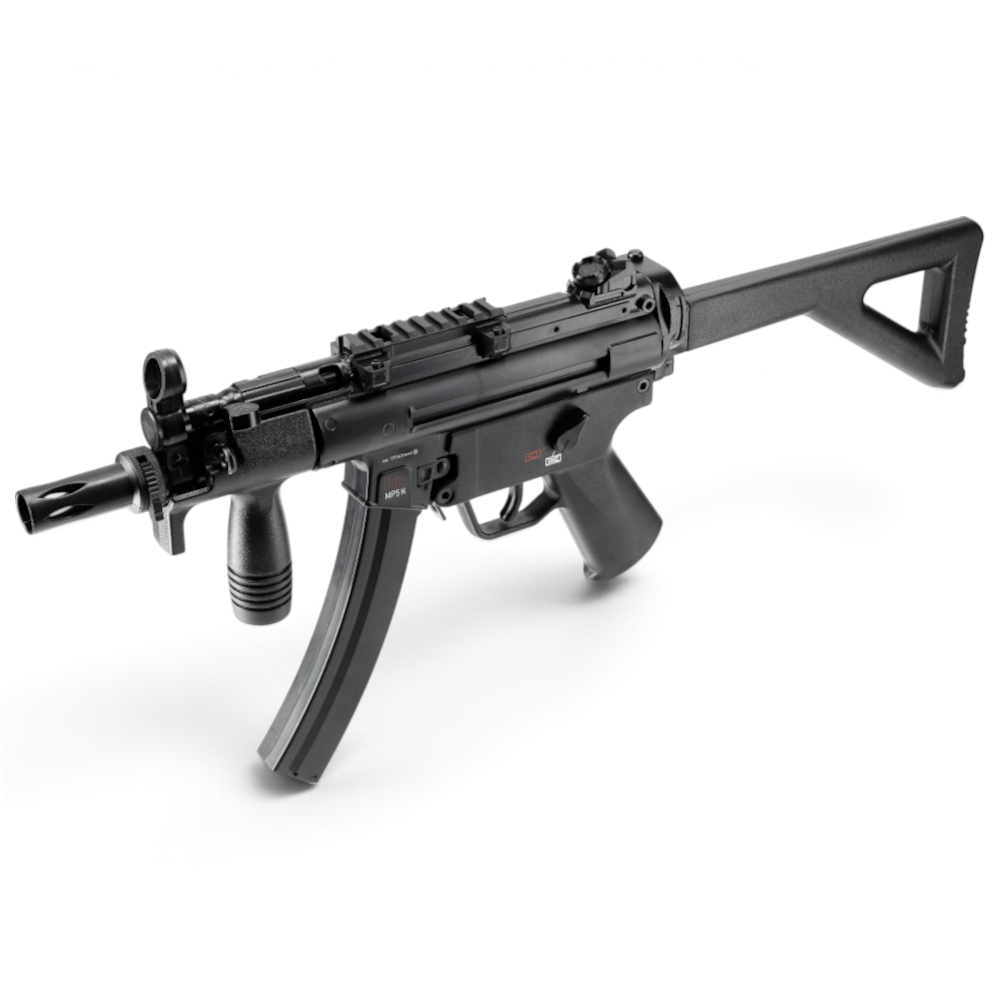 id-paintball Heckler & Koch MP5 K-PDW CO2 BB Gewehr mit Klappschaft und Blowback-Funktion in Schwarz