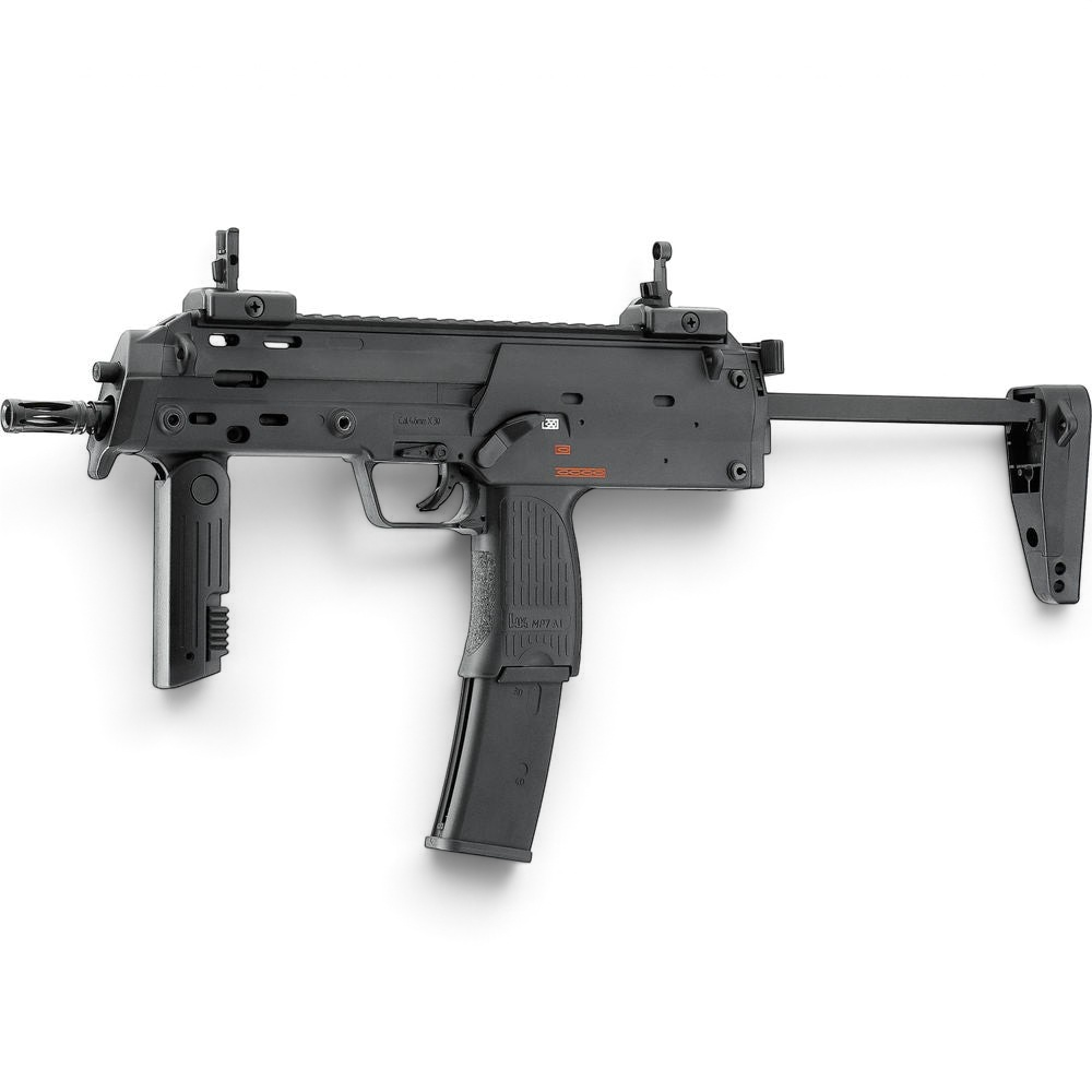 id-paintball Heckler & Koch MP7 A1 Gas-Blowback-Airsoft in Schwarz mit ausziehbarem Schaft und klappbarem Vordergriff