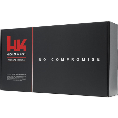 id-paintball Heckler & Koch MP7 A1 Airsoft Verpackung in Schwarz mit Markenlogo und No Compromise Schriftzug