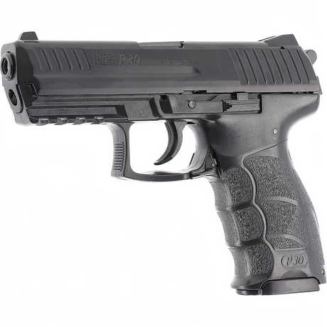 id-paintball Heckler & Koch P30 Airsoft-Pistole mit schwarzem Metallschlitten und strukturierter Griffschale