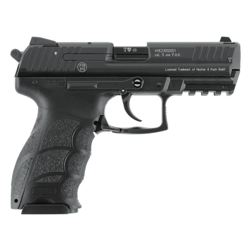 id-paintball Heckler & Koch P30 Schreckschusspistole im Kaliber 9 mm P.A.K. mit schwarzem Polymer-Griffstück
