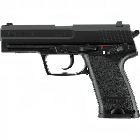 id-paintball Heckler & Koch P8 A1 GBB Airsoft-Pistole in Schwarz mit Metallschlitten und originalen Markings