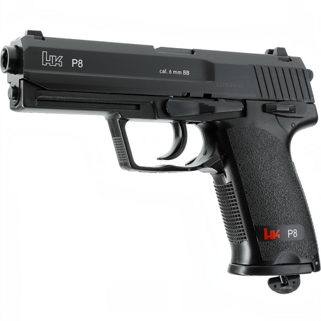id-paintball Heckler & Koch P8 CO2 Airsoft-Pistole in Schwarz mit 6 mm BB Kaliber und strukturiertem Griffstück