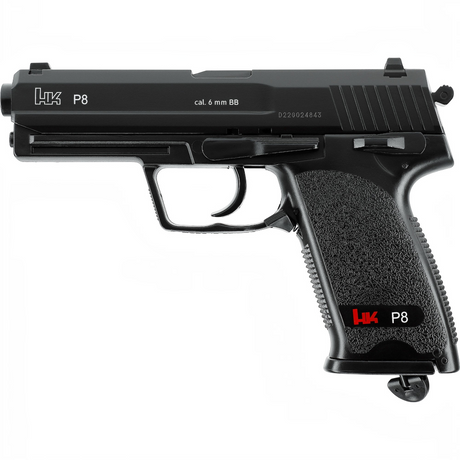 id-paintball Heckler & Koch P8 CO2 Airsoft-Pistole in Schwarz mit 17-Schuss-Magazin und authentischem Design
