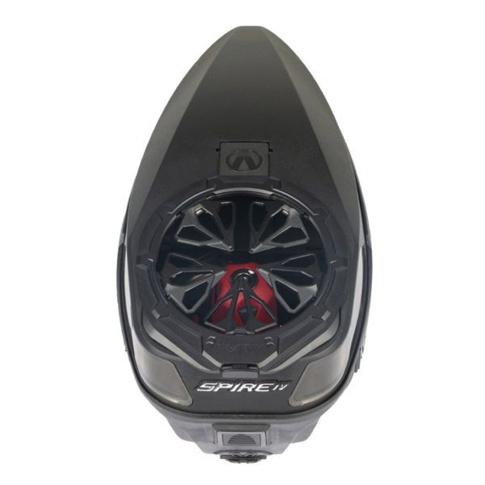 id-paintball HK Army EVO Pro Speedfeed in Schwarz aus Aluminium, montiert auf einem Virtue Spire Paintball Hopper