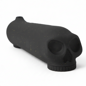 id-paintball HK Army Skull Pot in Schwarz mit goldenen Sprenkeln und 3D-Totenkopf-Design für Paintball