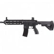 id-paintball Heckler & Koch HK416 D Airsoft AEG in Schwarz mit Aluminiumlauf, Picatinny-Schiene und verstellbarem Schaft.