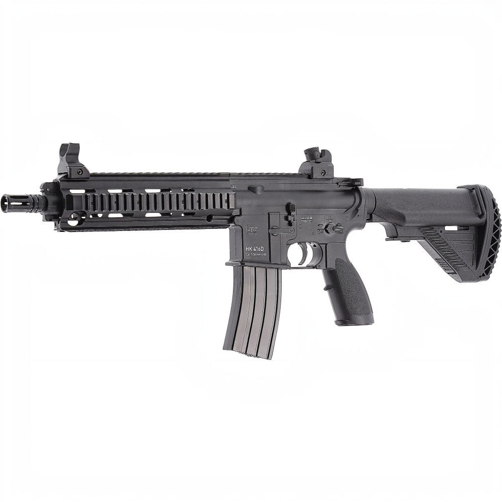 id-paintball Heckler & Koch HK416 D Airsoft AEG in Schwarz mit Quadrail, verstellbarem Schaft und HiCap-Magazin