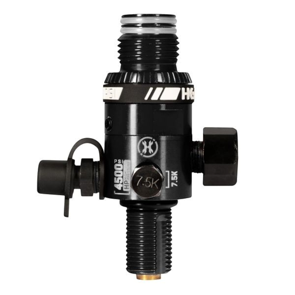 id-paintball HK Army HP8 300 Bar Regulator in Schwarz aus Aluminium mit Manometer und Berstscheiben