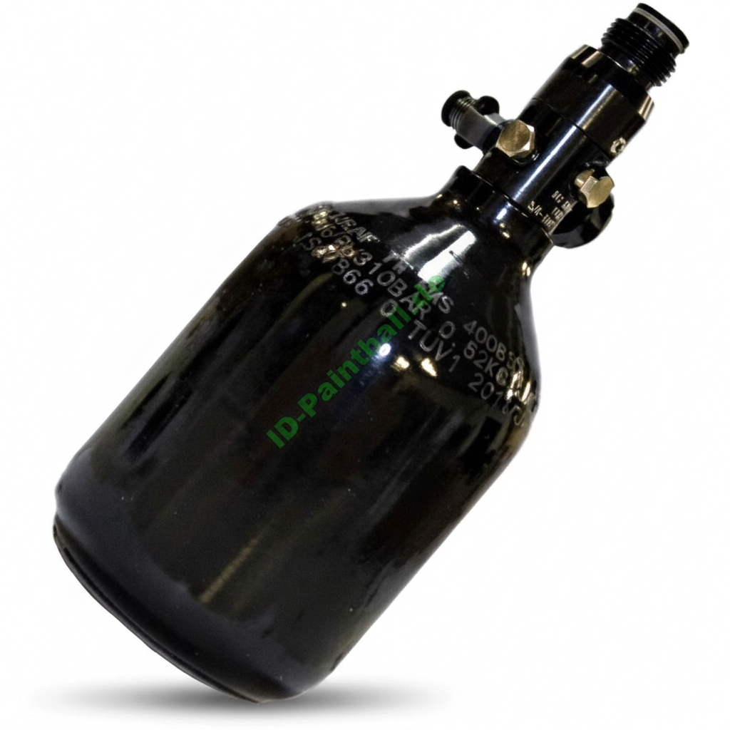 id-paintball 0,4 Liter HP System aus Aluminium mit 200 Bar Druckluftflasche und Regler für Paintball Markierer