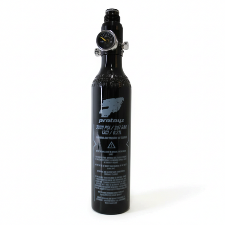 id-paintball Protoyz HP System mit 0,21l Aluminiumflasche, 200 Bar Regulator und Manometer für Paintball Markierer
