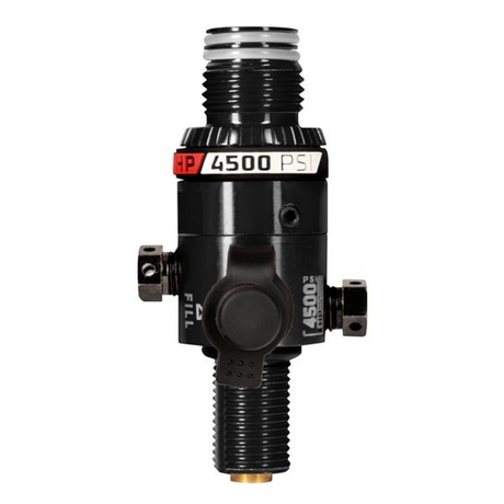 id-paintball HK Army HP8 300 Bar Regulator in Schwarz aus Aluminium mit Manometer und Berstscheiben