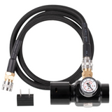 id-paintball PowAir V1 HPA Regulator mit schwarzem Schlauchsystem, Manometer und Tournament-Lock für Airsoft