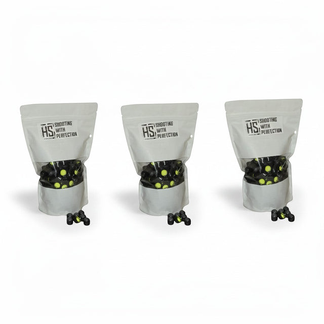 id-paintball HS Projectiles Paintballs in drei Beuteln mit schwarz-gelbem Design für MagFed Markierer