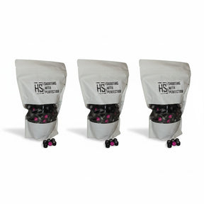 id-paintball HS Projectiles Paintballs in drei Beuteln mit schwarzer Schale und pinker Füllung für MagFed Markierer