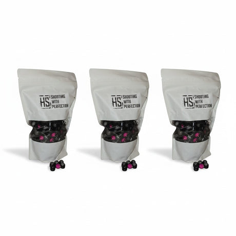 id-paintball HS Projectiles Paintballs in drei Beuteln mit schwarzer Schale und pinker Füllung für MagFed Markierer