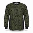 id-paintball Jersey The Skulls Oliv in olivgrün mit Totenkopf-Muster, gepolstertes Paintball-Trikot mit langen Ärmeln
