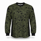 id-paintball Jersey The Skulls Oliv in olivgrün mit Totenkopf-Muster, gepolstertes Paintball-Trikot mit langen Ärmeln