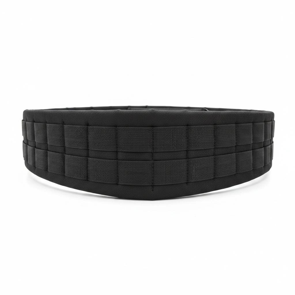 id-paintball Koppel Modular System in Schwarz mit Molle-Schlaufen, gepolstert aus strapazierfähigem Polyester.