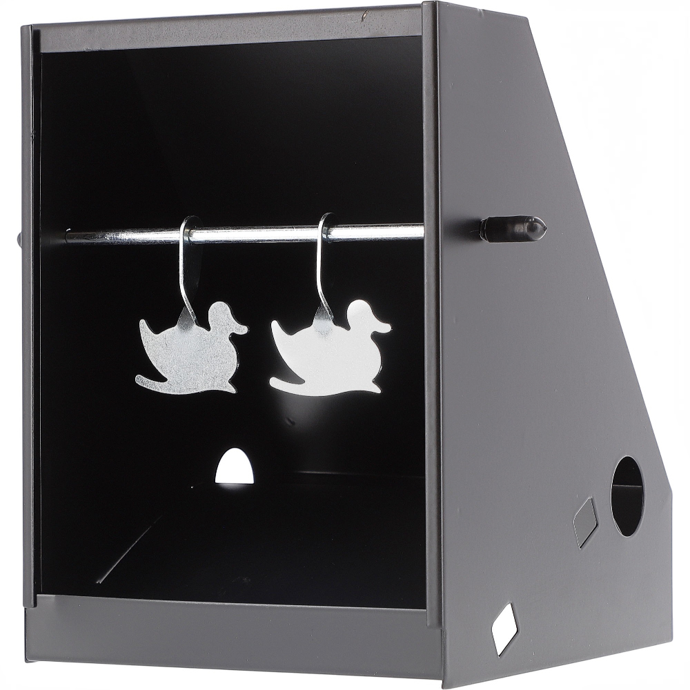 id-paintball Perfecta Kugelfangkasten 3 in 1 aus robustem schwarzem Metall mit zwei hängenden Entenzielen