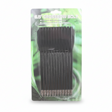 id-paintball 12er-Set schwarze 6,5 Zoll Kunststoff-Armbrustbolzen mit Metallspitzen in der Originalverpackung