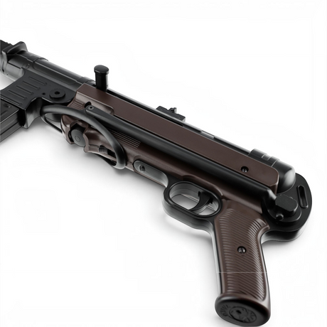 id-paintball Legends MP German CO2 BB Gewehr mit mattschwarzem Vollmetallgehäuse und braunem Griffstück