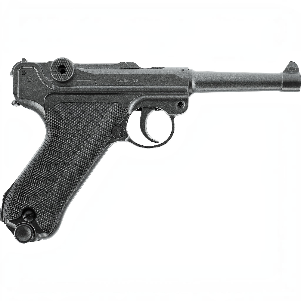 id-paintball Legends P08 Airsoft-Pistole aus Vollmetall in Schwarz mit historischem Design und 6 mm BB Kaliber