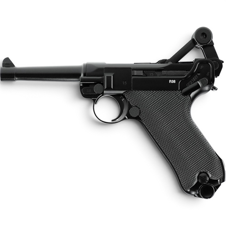 id-paintball Legends P08 CO2-Pistole aus brüniertem Vollmetall mit Blowback-System und 20-Schuss-Magazin