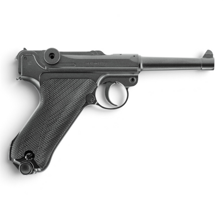 id-paintball Legends P08 CO2-Pistole aus Metall im Kaliber 4,5 mm Stahl-BB mit schwarzem Finish
