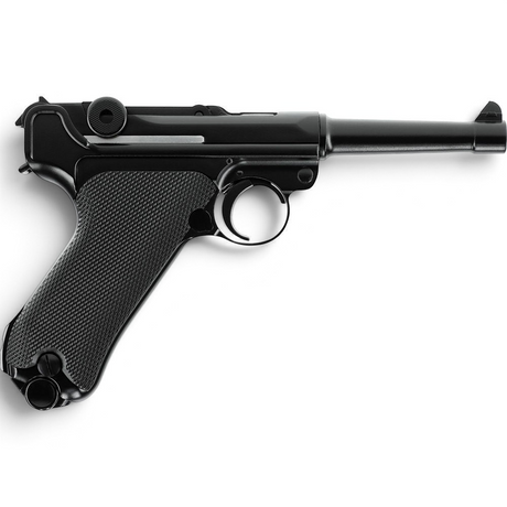 id-paintball Legends P08 CO2-Pistole aus brüniertem Vollmetall mit Blowback-System und 4,5 mm BB Kaliber