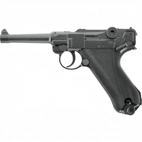 id-paintball Legends P08 Airsoft-Pistole aus Vollmetall in Schwarz mit historischem Design und CO2-Antrieb
