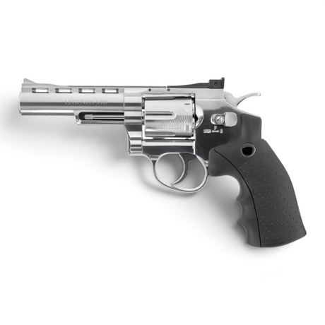 id-paintball Legends S40 CO2-Revolver in Silber mit 4-Zoll-Lauf, Vollmetallgehäuse und schwarzem ergonomischem Griff