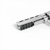 id-paintball Legends S40 CO2-Revolver in Silber mit 4-Zoll-Lauf und montierter Zubehörschiene aus Metall.