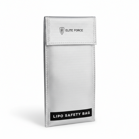 id-paintball Elite Force LiPo Safety Bag in Silber zur sicheren Lagerung und zum Laden von Lithium-Akkus