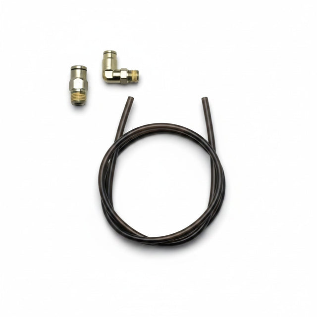 id-paintball 6,3mm Macroline Set mit schwarzem Schlauch, Winkelanschluss und geradem Anschluss für Paintball Markierer