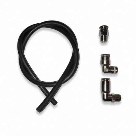 id-paintball Macroline Set mit 6 mm Schlauch und drei verschiedenen Metall-Verschraubungen für Paintball-Markierer