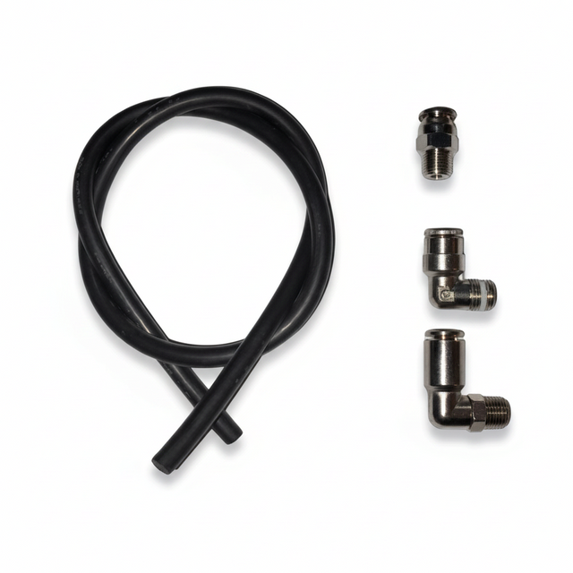 id-paintball Macroline Set mit 6 mm Schlauch und drei verschiedenen Metall-Verschraubungen für Paintball-Markierer