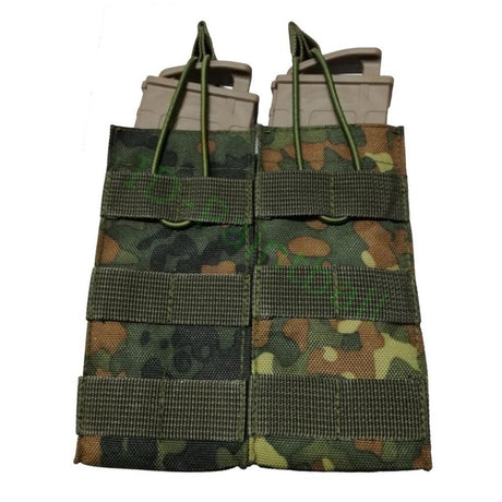 id-paintball 2-fach Magazintasche in Flecktarn mit elastischem Kordelzug für T15 TMC und Milsig DAM Magazine