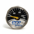 id-paintball Manometer 0-1200 PSI mit schwarzem Zifferblatt und gelbem Zeiger für Paintball-Regulatoren