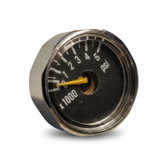 id-paintball Manometer mit 23 mm Durchmesser für HP Regulatoren, silbernes Gehäuse mit 0-5000 PSI Skala