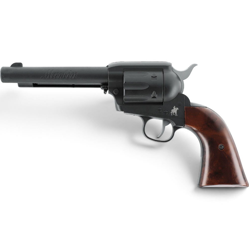 id-paintball Marlin CO2-Revolver in mattschwarz mit Griffschalen in Holzoptik im Western-Design