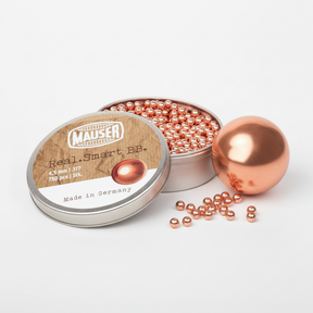 id-paintball Mauser Real Smart BB Blei-Rundkugeln 4,5mm verkupfert in Metalldose mit einer großen Kugel