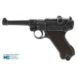id-paintball ME P08 Schreckschusspistole im Antik-Look mit Holzgriffschalen und Kniegelenkverschluss